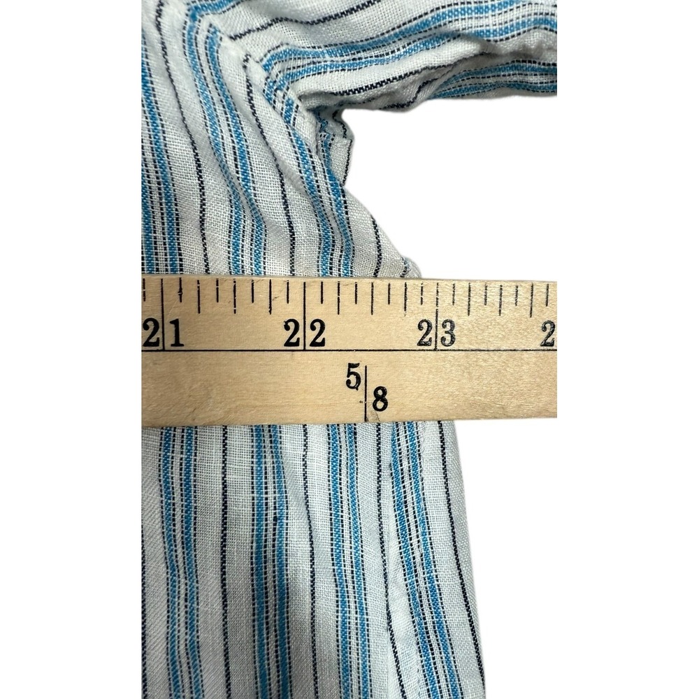 J.Jill Love Linen Women's Blue Striped High Low Hem Popover Tunic Blouse Size M - Picture 7 of 7